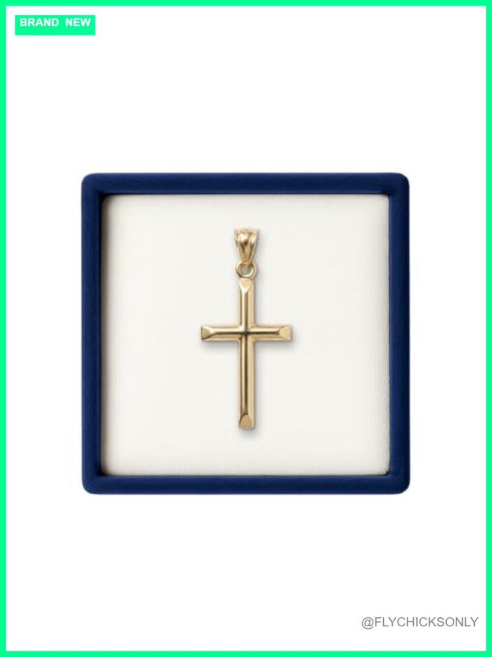 14K Yellow Gold Cross Pendant Double-Bonded 1.25in Religious Necklace USA Made